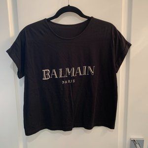 Balmain Black Basic T-Shirt - Cropped